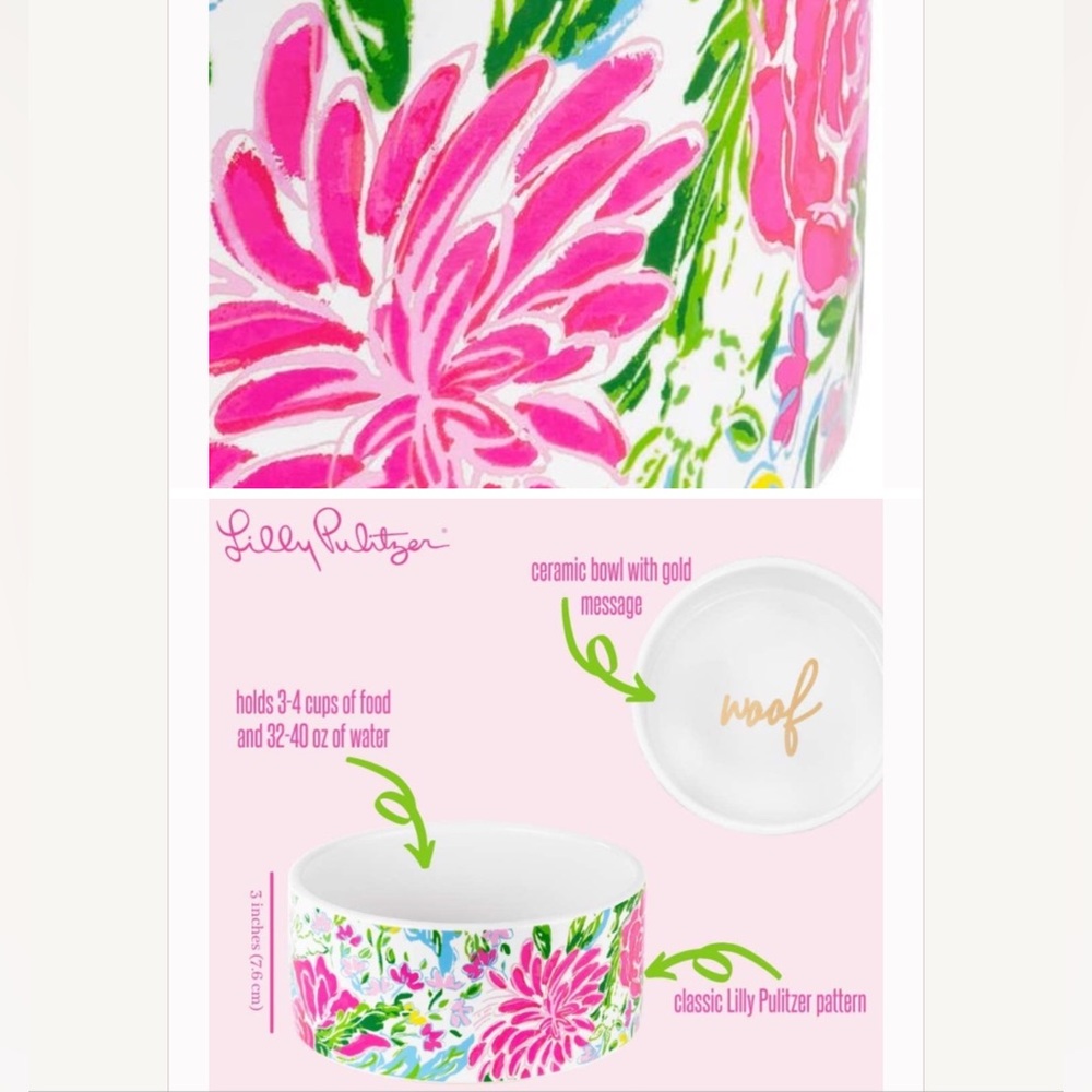 Lilly Pulitzer Dog / Pet Bowl: Splendor in the Sand - Picture 5 of 14